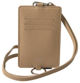 Dolce & Gabbana Beige Leather Lanyard Logo Card Holder Men Wallet -  Leather Card Holder for Men -  Dolce & Gabbana.